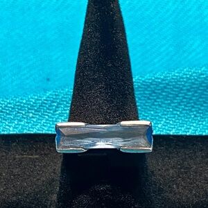 Sterling Silver Blue Barrel Mediterranean Aquamarine Ring, sz 7